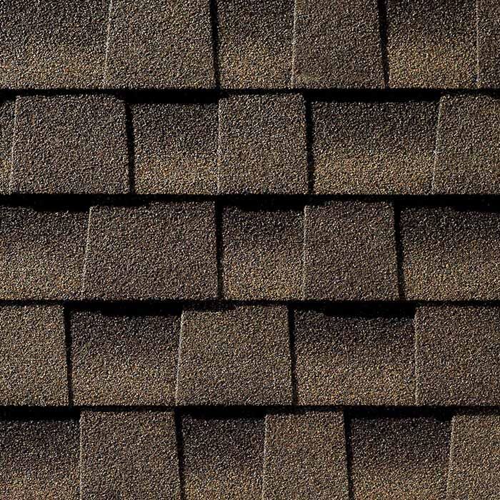 Close up photo of GAF's Timberline Ultra HD Barkwood shingle swatch