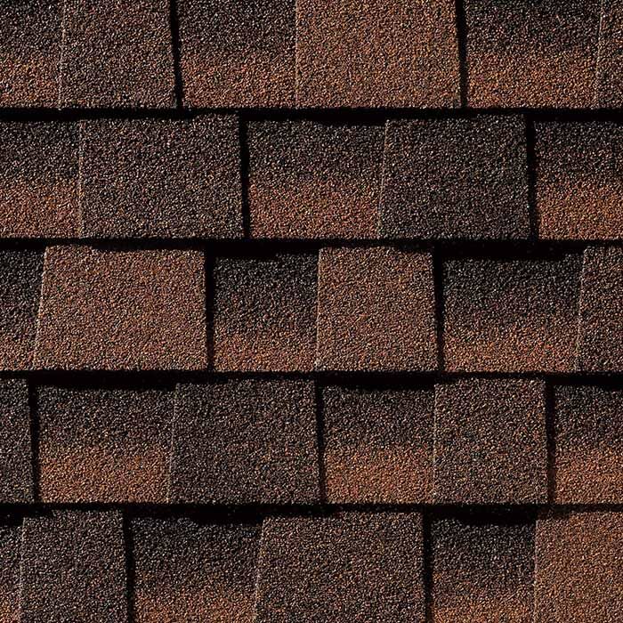 Close up photo of GAF's Timberline Ultra HD Hickory shingle swatch