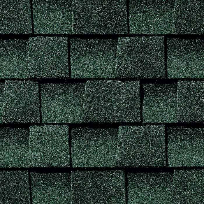 Close up photo of GAF's Timberline Ultra HD Hunter Green shingle swatch