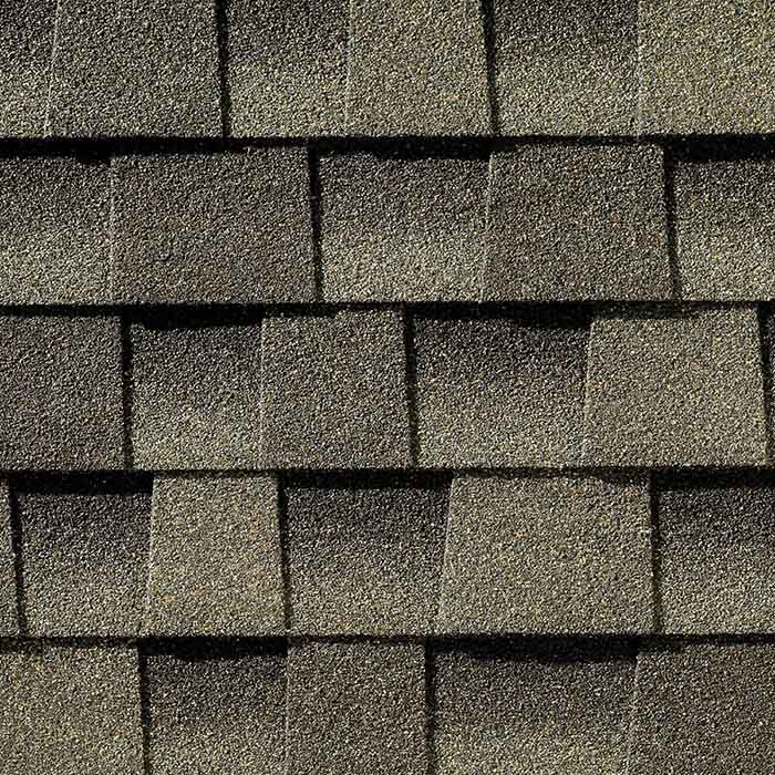 Close up photo of GAF's Timberline HD Weathered Wood shingle swatch