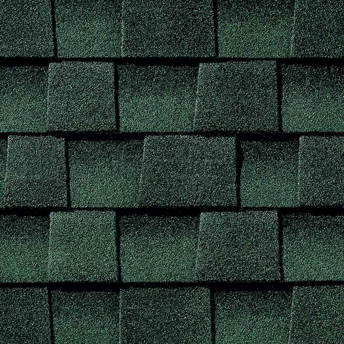 Close up photo of GAF's Timberline Ultra HD Hunter Green shingle swatch